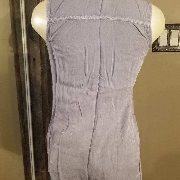 Rock & Republic Women's Blue Grey Button Down Collared Tank Top ~BNWOT!~ - Picture 4 of 5
